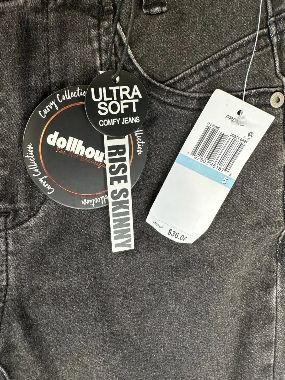 Dollhouse Christina Skinny Black/Grey Jeans Size 5 NWT 27"x29" - Picture 5 of 5